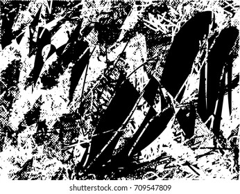 Background black and white  abstract  texture vector illustration with  dark spots,  scratches, dots and lines Print Distress Background