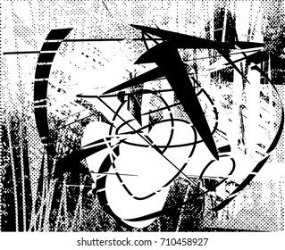 Background black and white  abstract  texture vector illustration with  dark spots,  scratches, dots and lines Print Distress Background