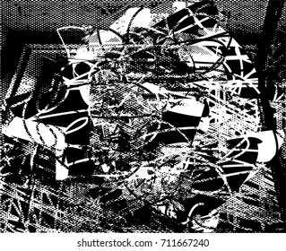 Background black and white  abstract  texture vector illustration with  dark spots,  scratches, dots and lines Print Distress Background