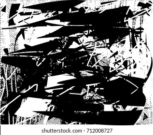 Background black and white  abstract  texture vector illustration with  dark spots,  scratches, dots and lines Print Distress Background