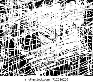 Background black and white  abstract  texture vector illustration with  dark spots,  scratches, dots and lines Print Distress Background
