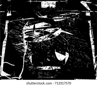 Background black and white  abstract  texture vector illustration with  dark spots,  scratches, dots and lines Print Distress Background