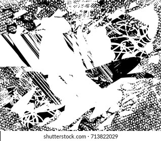 Background black and white  abstract  texture vector illustration with  dark spots,  scratches, dots and lines Print Distress Background