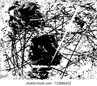 Background black and white  abstract  texture vector illustration with  dark spots,  scratches, dots and lines Print Distress Background