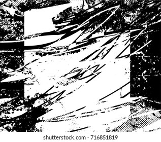 Background black and white  abstract  texture vector illustration with  dark spots,  scratches, dots and lines Print Distress Background
