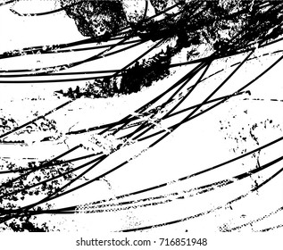 Background black and white  abstract  texture vector illustration with  dark spots,  scratches, dots and lines Print Distress Background