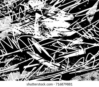 Background black and white  abstract  texture vector illustration with  dark spots,  scratches, dots and lines Print Distress Background