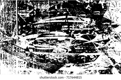 Background black and white  abstract  texture vector illustration with  dark spots,  scratches and lines Print Distress Background