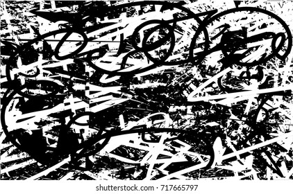 Background black and white  abstract  texture vector illustration with  dark spots,  scratches and lines Print Distress Background