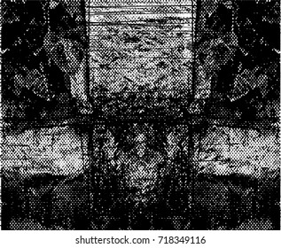Background black and white  abstract  texture vector illustration with  dark spots,  scratches and lines Print Distress Background