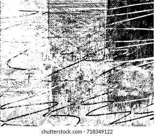 Background black and white  abstract  texture vector illustration with  dark spots,  scratches and lines Print Distress Background