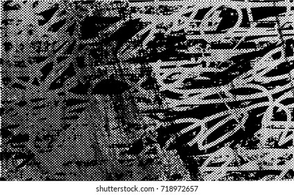 Background black and white abstract texture vector with  dark spots, lines and scratches. Print Distress Background