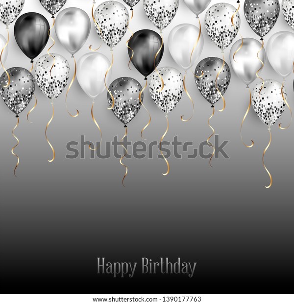 Background Black White Balloons Top Border Stock Vector (Royalty Free ...