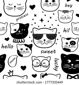 
Background black and white with cats