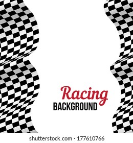 Background with black and white checkered racing flag. Vector illustration.
