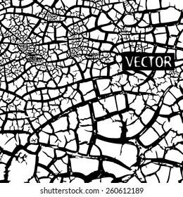 Background black and white crack. Vector
