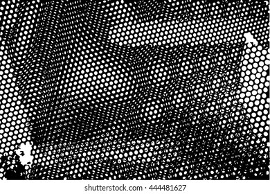 Background black and white dark texture vector with twisted frayed net with circles
