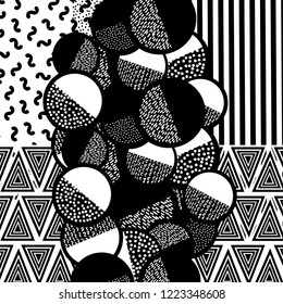 Background with black and white  geometric figures. Vector illustration.