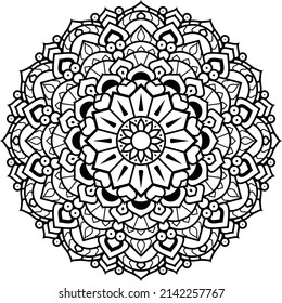 Diseño de Mandala negra en blanco
