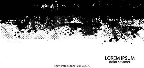 Background black and white paint stains. Vector
