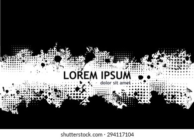 Background black and white paint stains. Vector