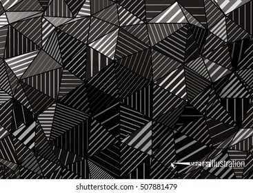 Fondo de triángulos rayados en blanco y negro