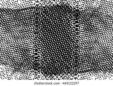 Background black and white texture vector with frayed net with circles
