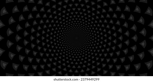 Fondo con triángulos blancos y negros. Resumen del túnel negro. Ilustración vectorial. NO AI dibujado por mano