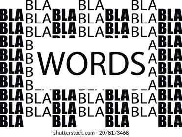Background of black words on white background.