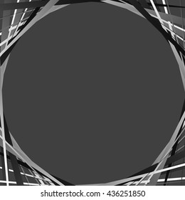 Background with blank space, random intersecting lines at corners. Abstract monochrome backdrop illustration