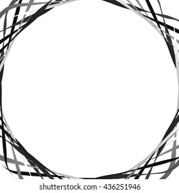Background with blank space, random intersecting lines at corners. Abstract monochrome backdrop illustration