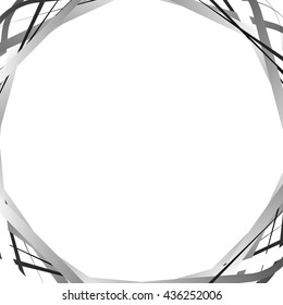 Background with blank space, random intersecting lines at corners. Abstract monochrome backdrop illustration