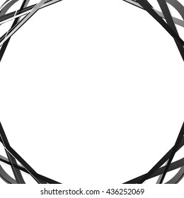 Background with blank space, random intersecting lines at corners. Abstract monochrome backdrop illustration