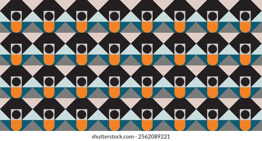 Background blanket of colorful seamless pattern of rhombuses and circles
