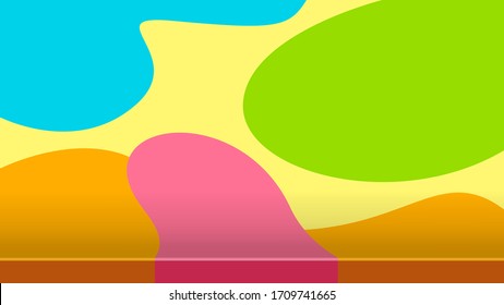 colorido en segundo plano con estante para presentación de productos