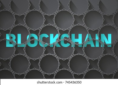 Background of Blockchain. Word Blockchain behind digital connection blocks. Vector Illustration.