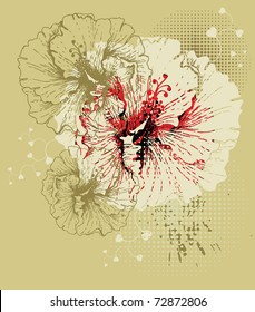 background with blooming hibiscus