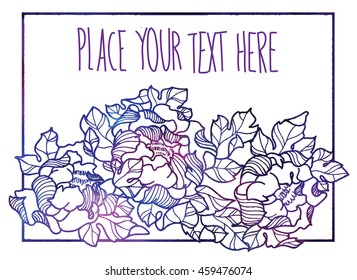 Background with blooming peonies . A gentle , romantic . Vector freehand drawing .