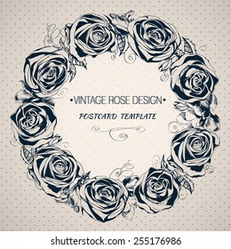 Background with blooming roses, hand-drawing. Vector illustration