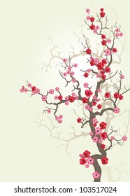 Background to blooming Sakura. Vector.