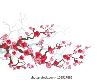 Background to blooming Sakura. Vector.