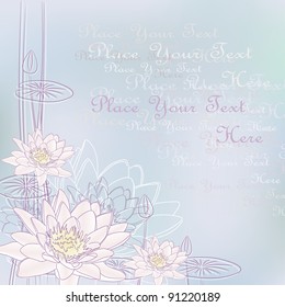 Background with Blooming Water Lilies (Vector)