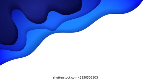 Fondo con patrón de ondulación multicapa abstracto azul. Estilo de arte de papel. Diseño de plantillas para carteles, pancartas, folletos y folletos.