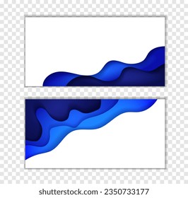 Fondo con patrón de ondulación multicapa abstracto azul. Estilo de arte de papel. Diseño de plantillas para carteles, pancartas, folletos y folletos.