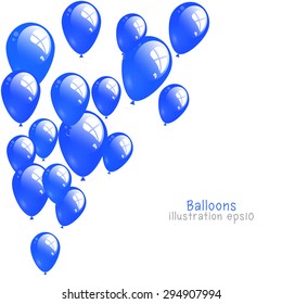 background with blue balloons, Color background with glossy balloon