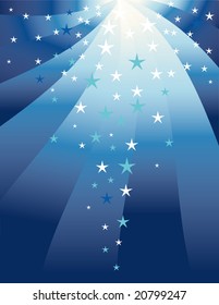 Background with blue bands and white and blue rain stars