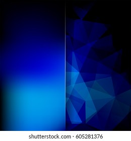 Background of blue, black geometric shapes. Blur background with glass. Colorful mosaic pattern. Vector EPS 10. Vector illustration