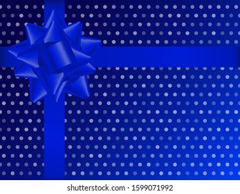 Background with blue bow. Vector stock illustration for poster