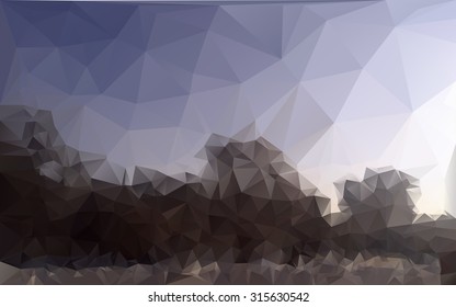 Background of blue, brown, gray polygons. Vector Image.