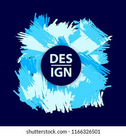  Background with blue brush strokes. Vector illustration
